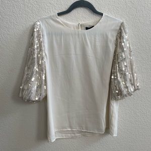 Sequin Balloon Sleeve Blouse